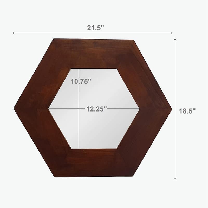 18.5" x 18.5" Hexagon Mirror with Wood Frame