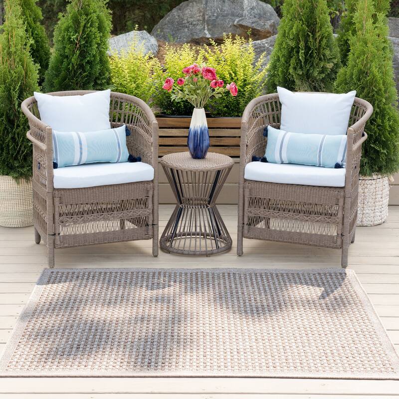 Dennis Coastal Windowpane Indoor/Outdoor Area Rug