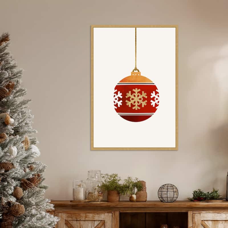 Warm Wishes by Eins Kubistika (23 x 33 in.), Framed Canvas Wall Art Print - Sylvie Bright Gold