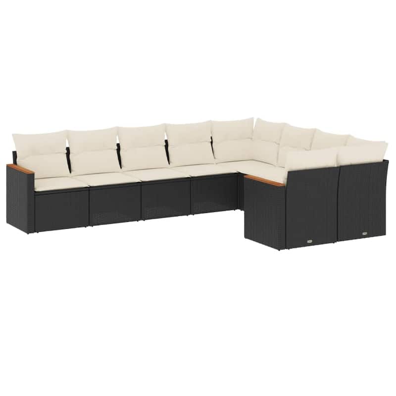 vidaXL Patio Sofa Set with Cushions Outdoor Conversation Furniture Poly Rattan