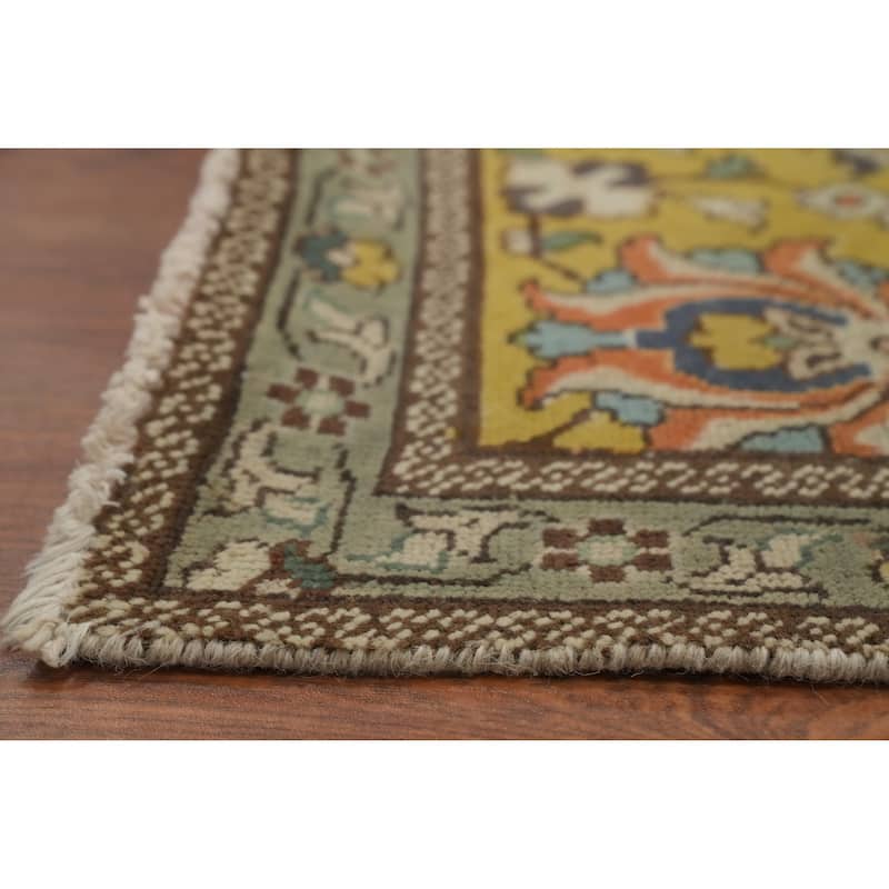 Hand Knotted Oriental 100% Wool Carpet Traditional All-Over Oranges & Rust Tabriz Area Rug - 11' 3'' X 7' 7''