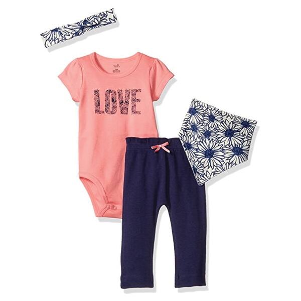 slide 1 of 1, Touched by Nature Baby Girl Organic Cotton Layette Set 4-Piece, Daisy 0-3 Months