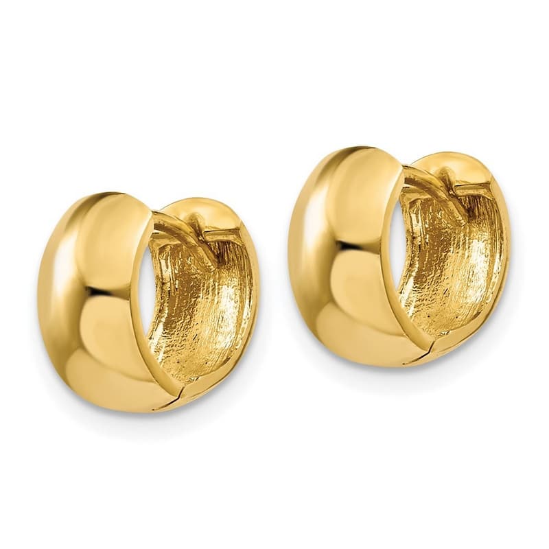 Curata 14k Yellow Gold Solid Polished Hinged 6x7mm Wide Huggies Hoop Earrings