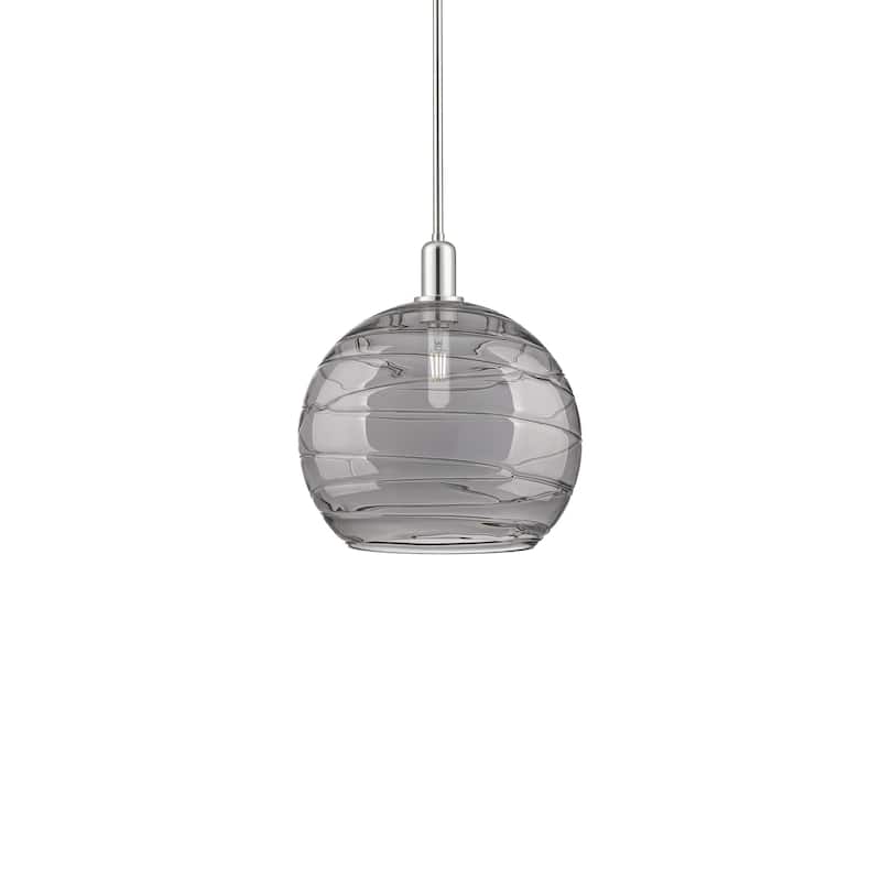 Innovations Lighting 716-1S-16-14 Athens Deco Swirl Pendant Athens - Polished Nickel / Light Smoke Deco Swirl
