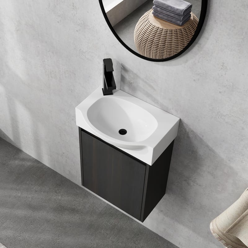 Bathroom Vanity With Sink In 16/20/24/30/36 Inch, Floating Bathroom Vanity With Soft Close Door