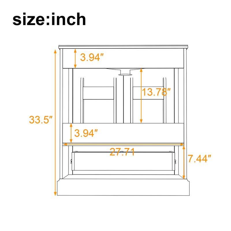 30" Bathroom Vanity with Sink, 1 Divider Drawer and 2 Soft-close Doors