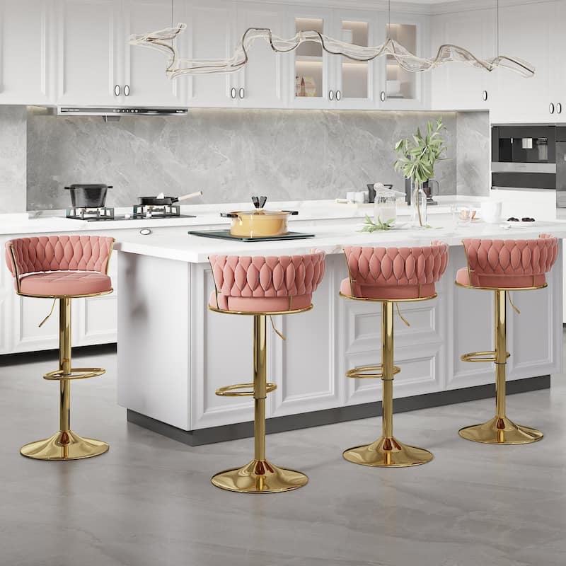 VECELO Set of 4/6 Bar Stools Adjustable Swivel with Metal Frame Modern Bar Stools with Back for Dining Room