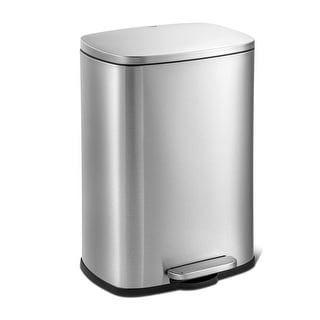 13 Gallon Stainless Steel Kitchen Trash Can with Step Open Lid - Bed ...