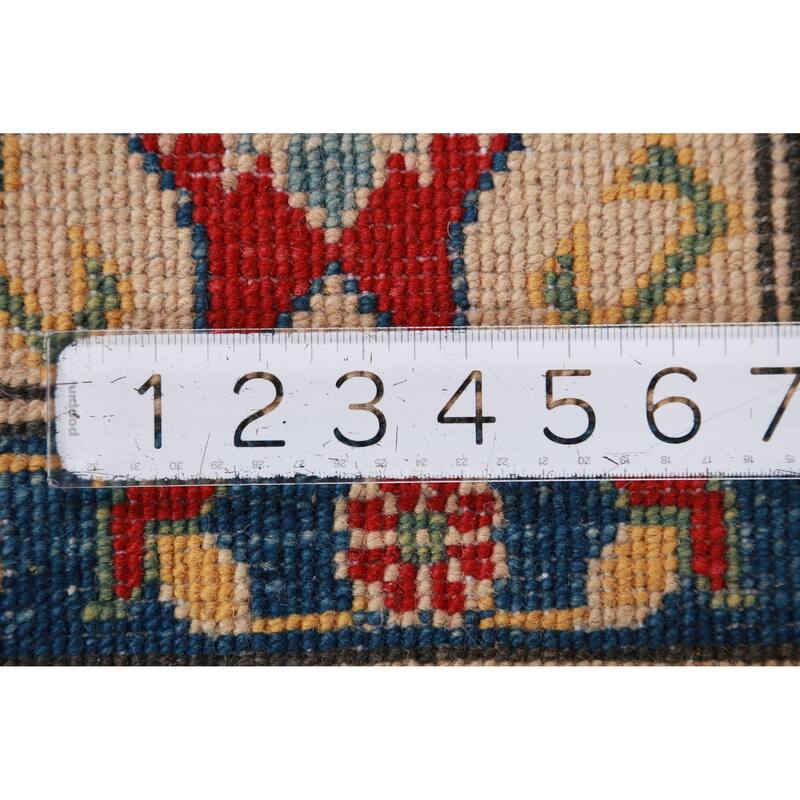 Hand Knotted Oriental 100% Wool Carpet Traditional Geometric Navy Blue & Blues Kazak Area Rug - 16' 3'' X 9' 10''