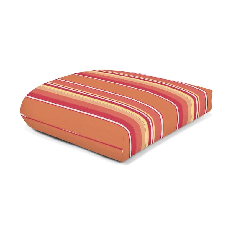 Sunbrella® Stripe Fabric 1-Piece Indoor/Outdoor Wicker Seat Pad, 18"W x 18"L - Dolce Mango