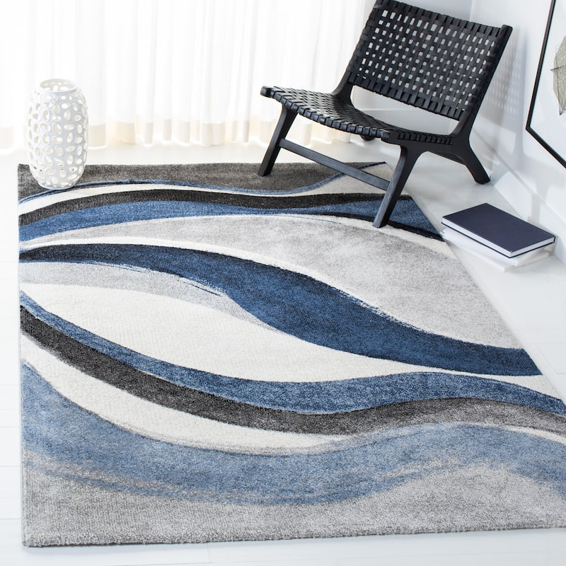 SAFAVIEH Hollywood Deep Mid-Century Modern Abstract Rug - 8' x 10' - Grey/Blue - Rectangle