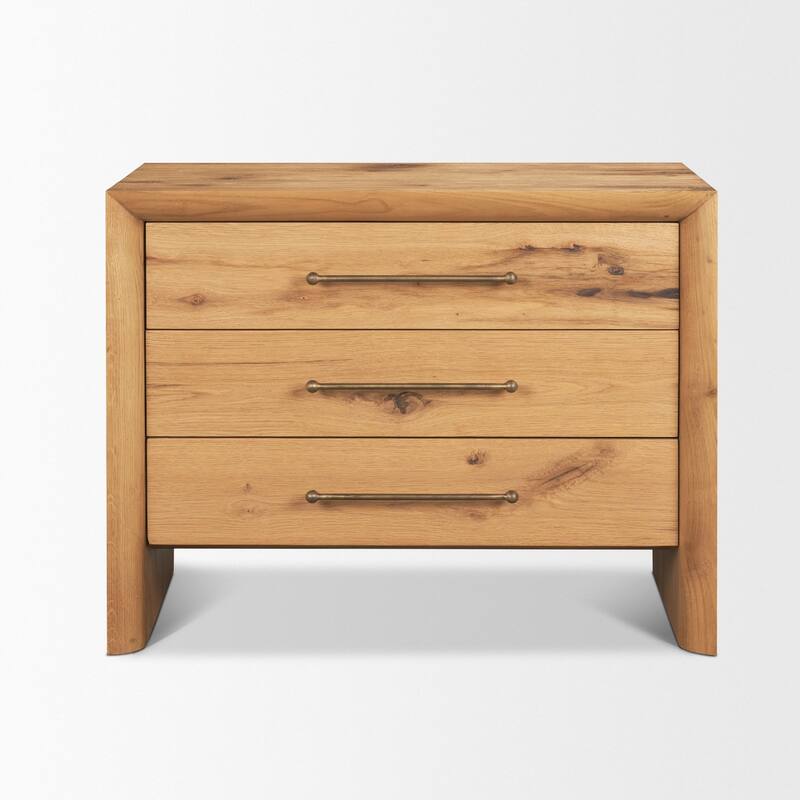 Belford 3-Drawer Light Brown Oak Wood Closed Nightstand