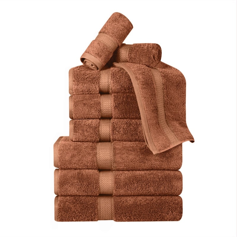 Superior Egyptian Cotton 9 Piece Towel Set Ultra Plush & Absorbent Bath, Hand & Face Towels, Heavyweight Spa Quality