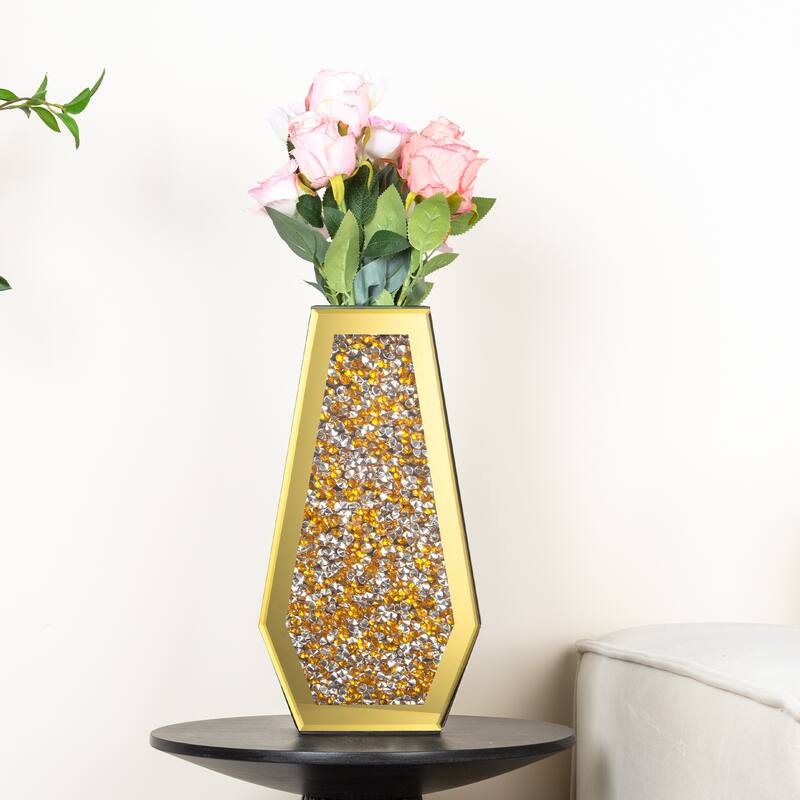 14" Modern Gold Mirrored Decorative Vase Set of 2