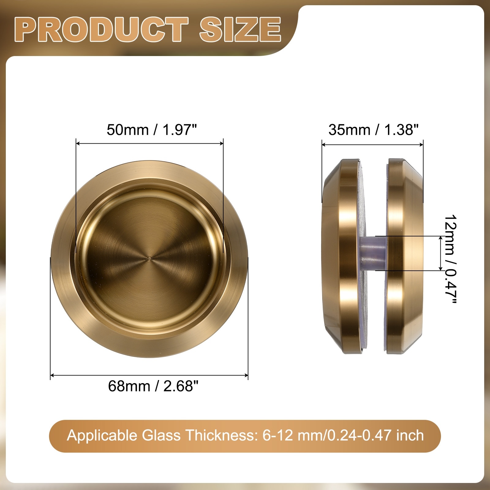 Round Glass Sliding Door Handles, Stainless Steel Back-to-Back Bathroom Handle Pull Knob with Screw for Shower - Medium