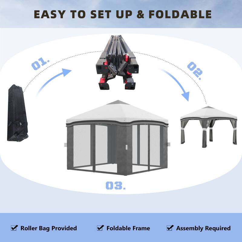 Outsunny 10' x 10' Pop Up Canopy with Netting, Foldable Tents for Parties, Height Adjustable