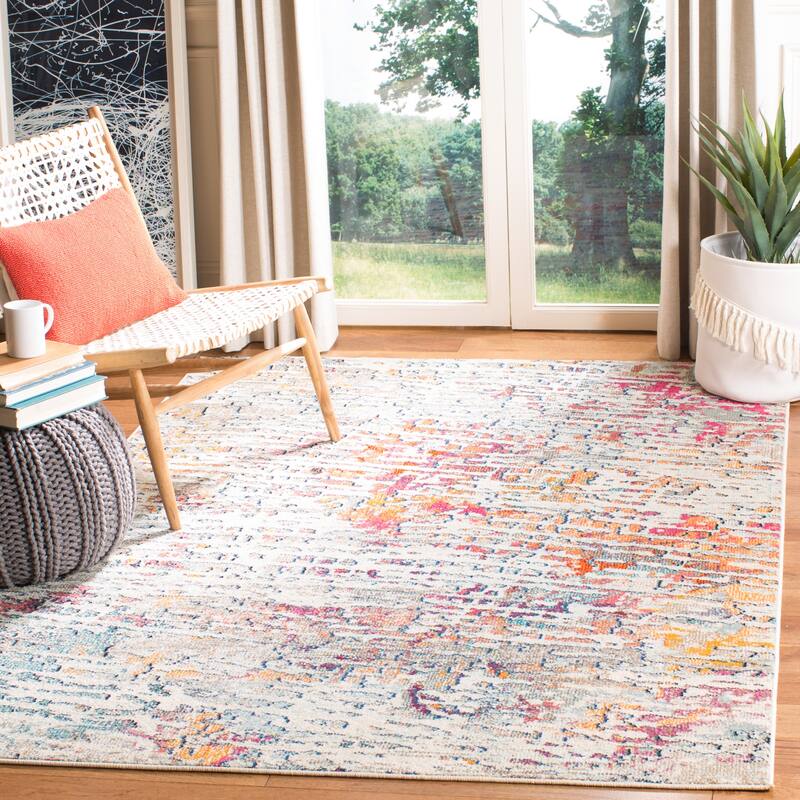 SAFAVIEH Madison Erlinda Vintage Boho Abstract Rug - 3' x 5' - Light Blue/Orange