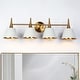 preview thumbnail 1 of 9, Nisa Mid-century Modern 4-Light Gold Bathroom Vanity Light Metal Wall Sconces - L 29.1"* W 7.9"* H 9"