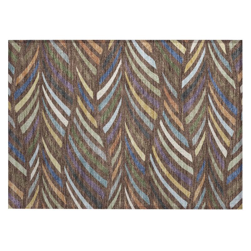 Machine Washable Indoor/ Outdoor Modern Feather Chantille Rug