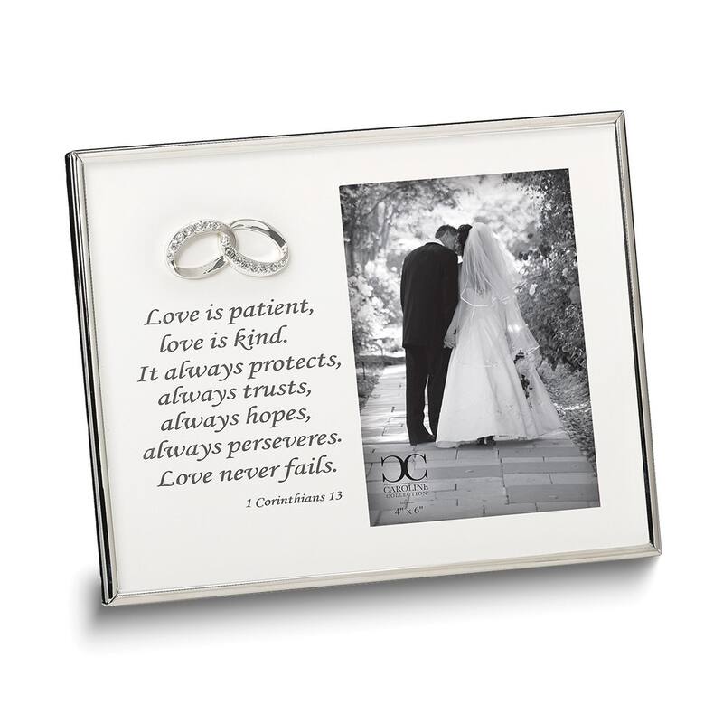 Curata Matte Silver-Tone 4x6 Photo Wedding Frame with Verse 1st Corinthians 13