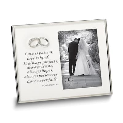 Curata Matte Silver-Tone 4x6 Photo Wedding Frame with Verse 1st Corinthians 13