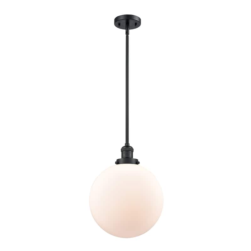 Innovations Lighting Franklin Restoration Beacon - 1 Light 12" Stem Hung Mini Pendant - Matte White/Matte Black