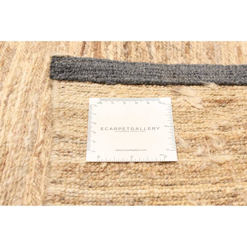 ECARPETGALLERY Flat-Weave Natural Beige Wool Tapestry Kilim - 6'7 x 9'9
