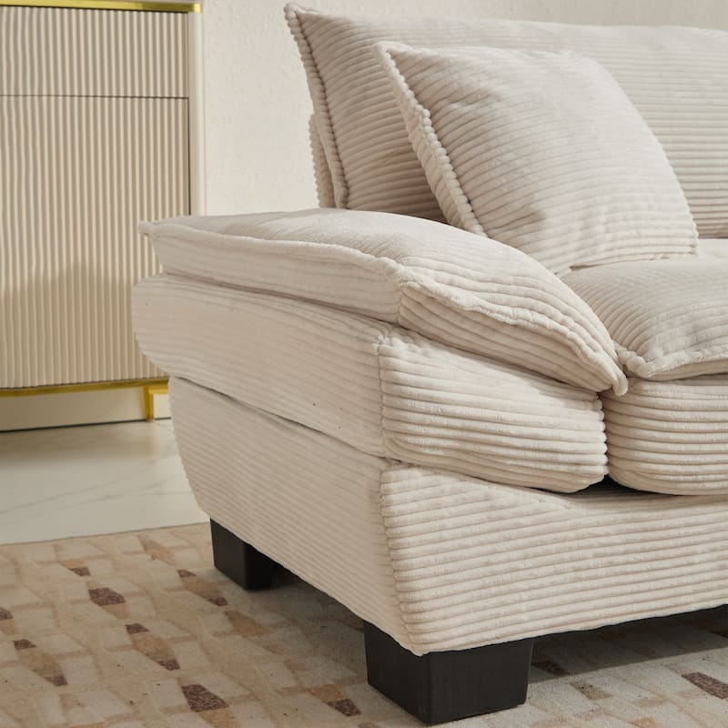 Corduroy Sofa Sleeper Couch Loveseat Sofa with Pillows Comfy Upholstered Deep Seat Sofa for Bedroom,Living Room,Apartment,Office