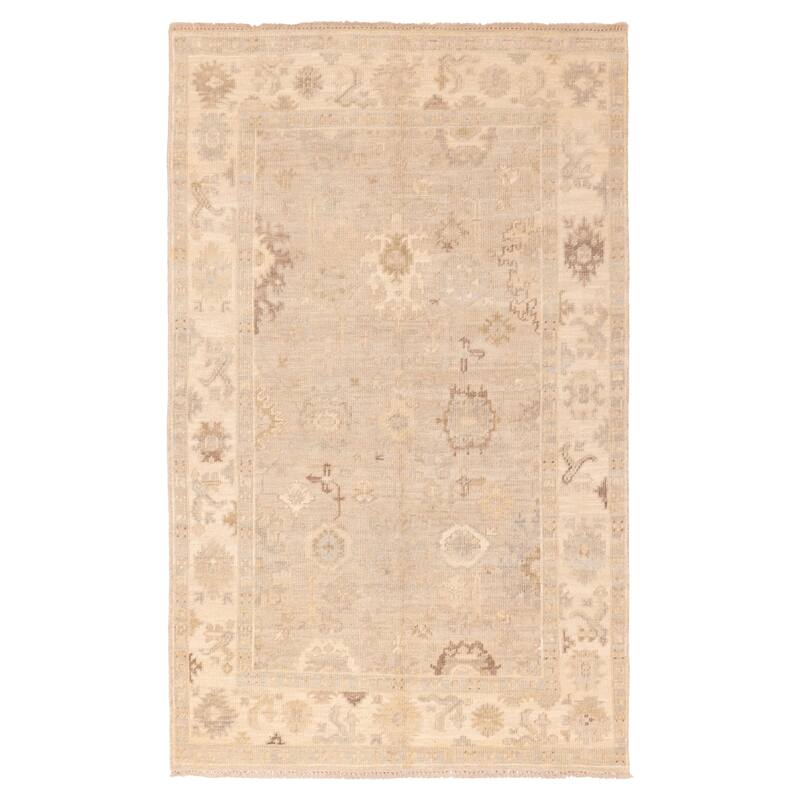 ECARPETGALLERY Hand-knotted Kavya Oushak Light Grey Wool Rug - 5'10 x 9'1