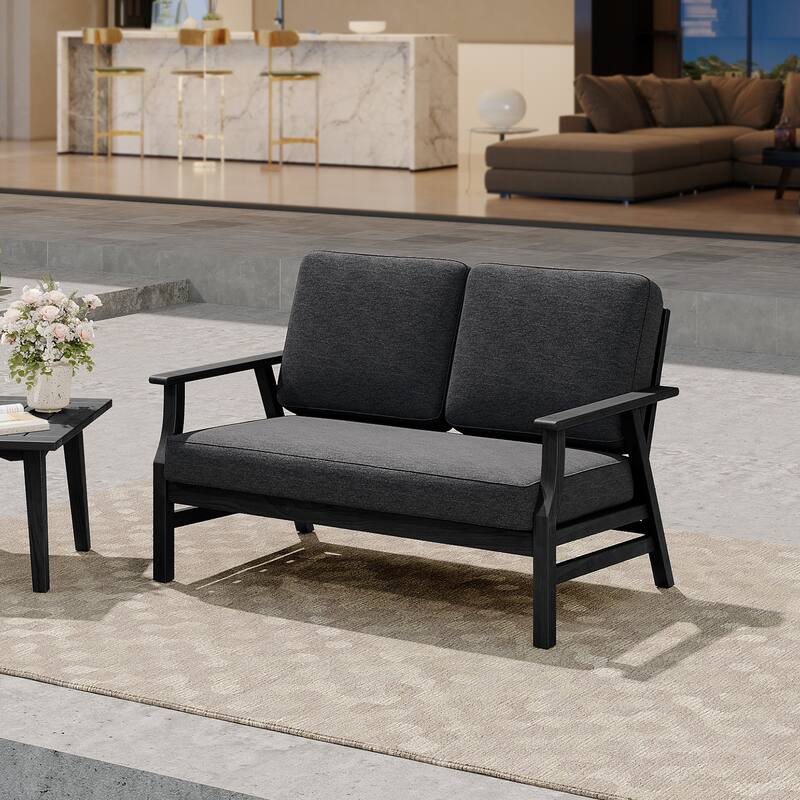 Casual Wood Cushioned 5-Piece Outdoor Patio Conversation Set