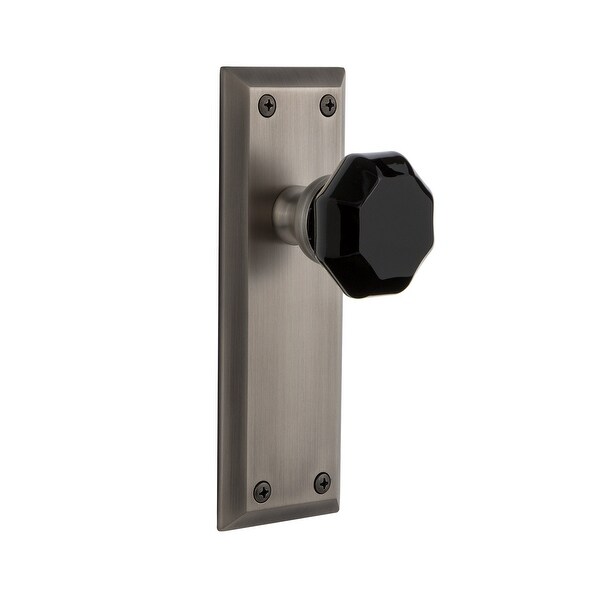 Grandeur FAVLYO_SP_SD_NA Fifth Avenue Solid Brass Rose Single Dummy Door Knob with Lyon Black Crystal Knob