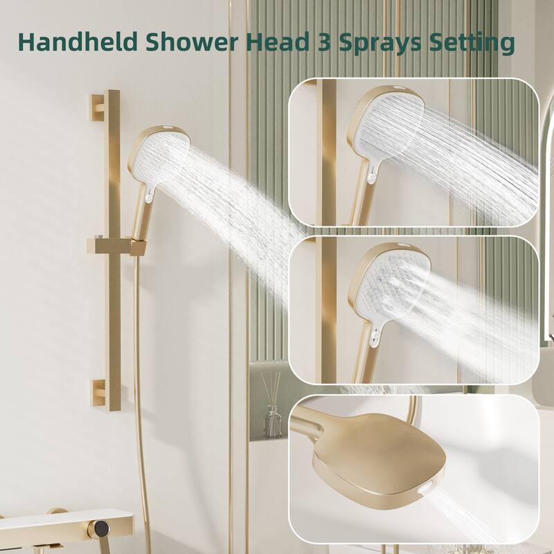 Modland Bathtub Faucet 2-Function Shower System with 3 Modes Handheld Shower,Height Adjustable Shower Slide Bar
