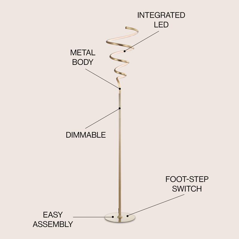 Sketch Modern Dimmable Metal Integrated LED Floor Lamp, by JONATHAN Y