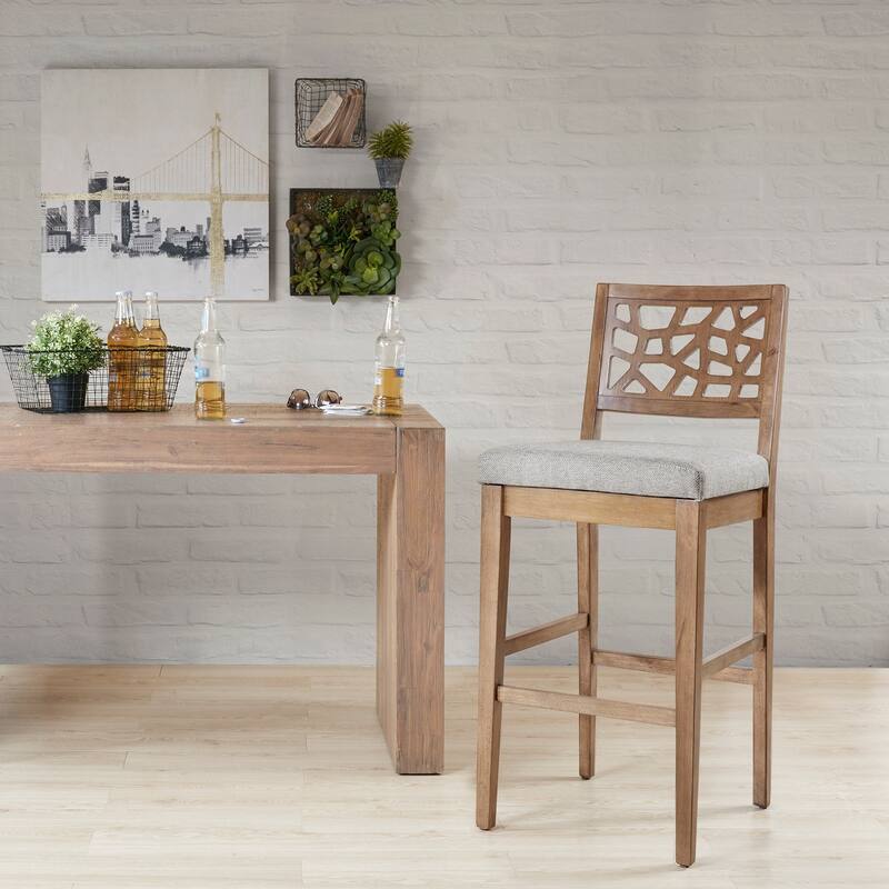 INK+IVY Crackle Barstool - 18.75"w x 22.625"d x 43.25"h - Single - Grey - Bar Height