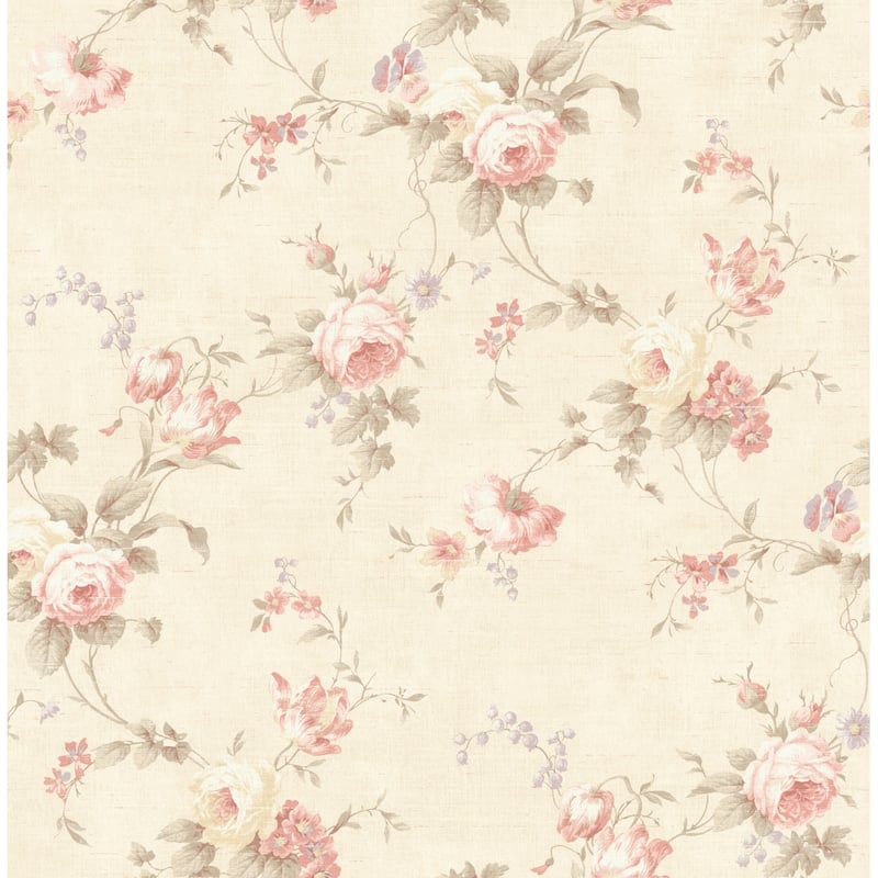 Seabrook Designs Sydnee Rose Trail Unpasted Wallpaper