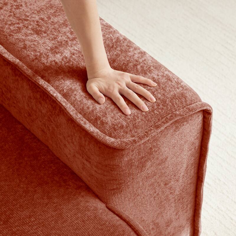 GDFStudio - Streamlined Velvet 3-Seater 108.66" L-Shaped Modular Boneless Sofa with Ottoman