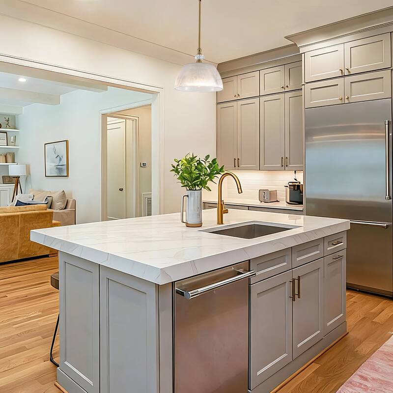 1-Light Modern Pendant Light with Ribbed Dome Shade - Brushed Gold