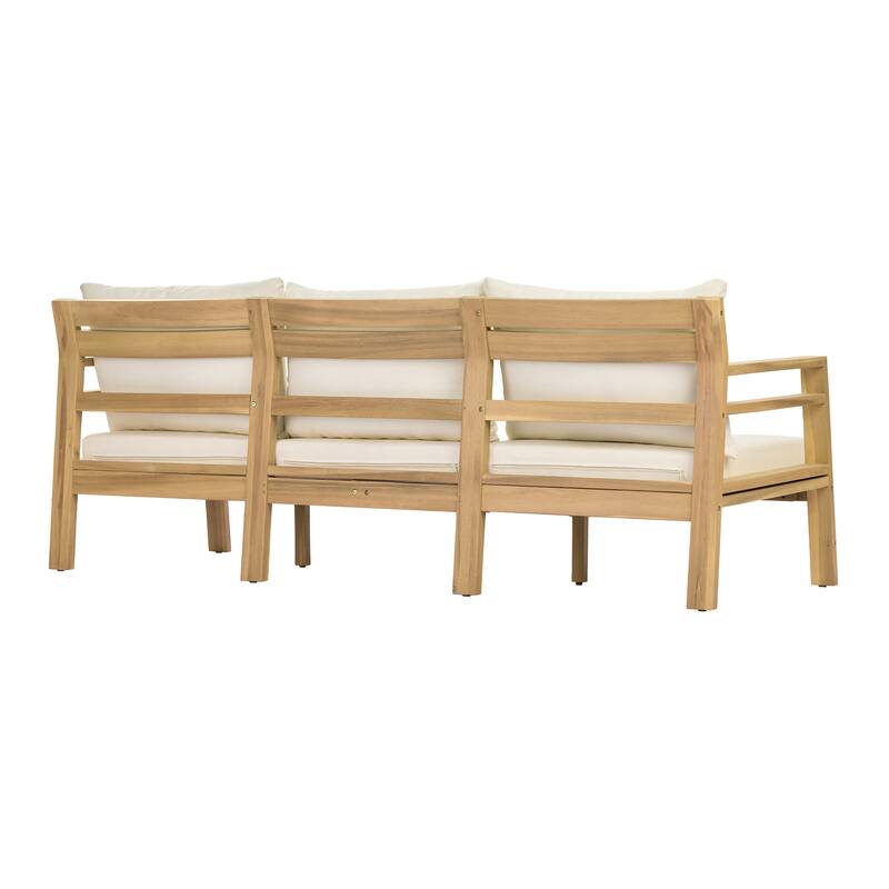 Christopher Knight Home - Outdoor 5-Piece Wooden Patio Conversation Set with Cushions and Coffee Table