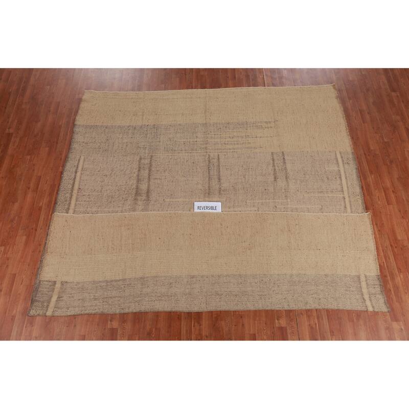 Hand Woven Oriental 100% Jute Carpet Southwestern Modern Brown Kilim Area Rug - 11' 2'' X 9' 6''