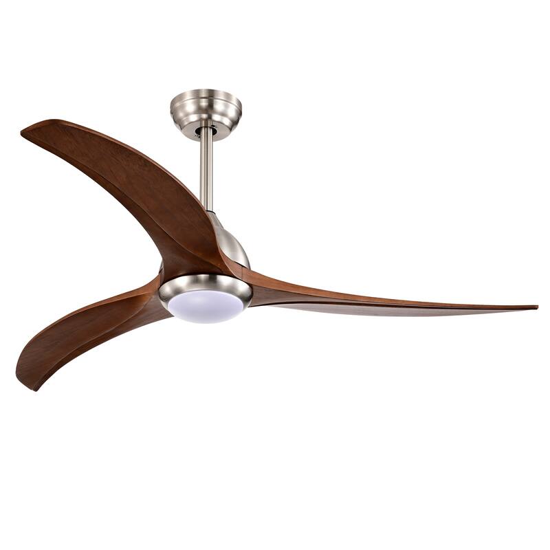 52" Solid Wood Blades Ceiling Fan With Light with Remote Control,Noiseless Reversible Motor,6 Speed,3 Color