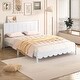 preview thumbnail 1 of 16, Retro Style Queen Size Wooden Platform Bed Frame and Rectangular Headboard White