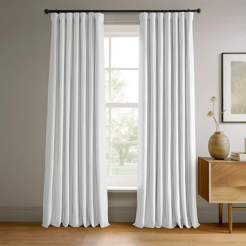 Exclusive Fabrics Signature Blackout Velvet Curtain (1 Panel) - 50 X 84 - Primary White