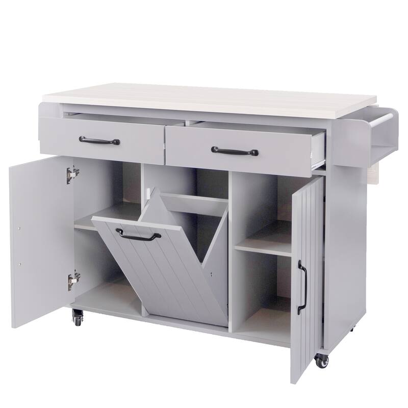 Kitchen Cart with Drop Leaf,Spice Rack,Towel Rack and Drawer