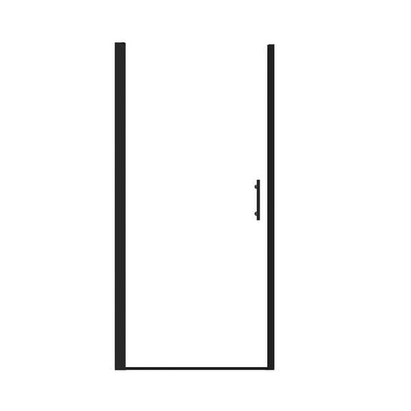 slide 2 of 9, 28x72 Inch Half Frame Pivot Shower Door Matte Black