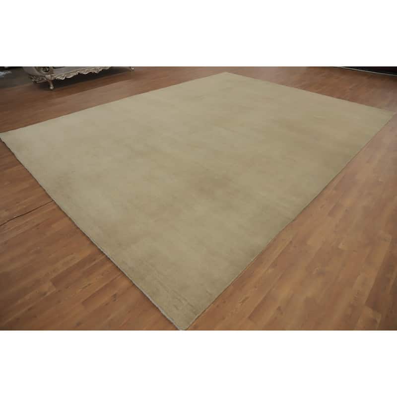 Vegetable Dye Solid Gabbeh Modern Area Rug Handmade Wool Carpet - 13' 1'' X 9' 11''