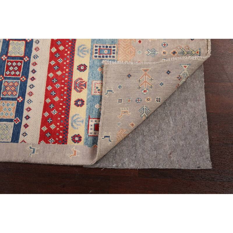 Tribal Geometric Kazak Oriental Wool Area Rug Handmade Foyer Carpet - 3'2" x 4'10"