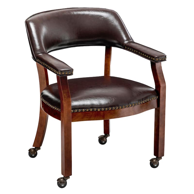 Convenience Concepts Dillon Armchair with Caster Wheels and Nailheads