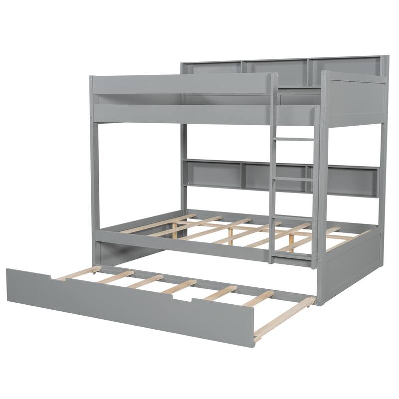 Bunk Bed with Trundle & Dual-Side Storage Shelves by Harper&Bright Designs