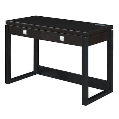 2-Drawer Desk with Charging Station - Home Office Computer Writing Desk with USB Ports & Power Outlet
