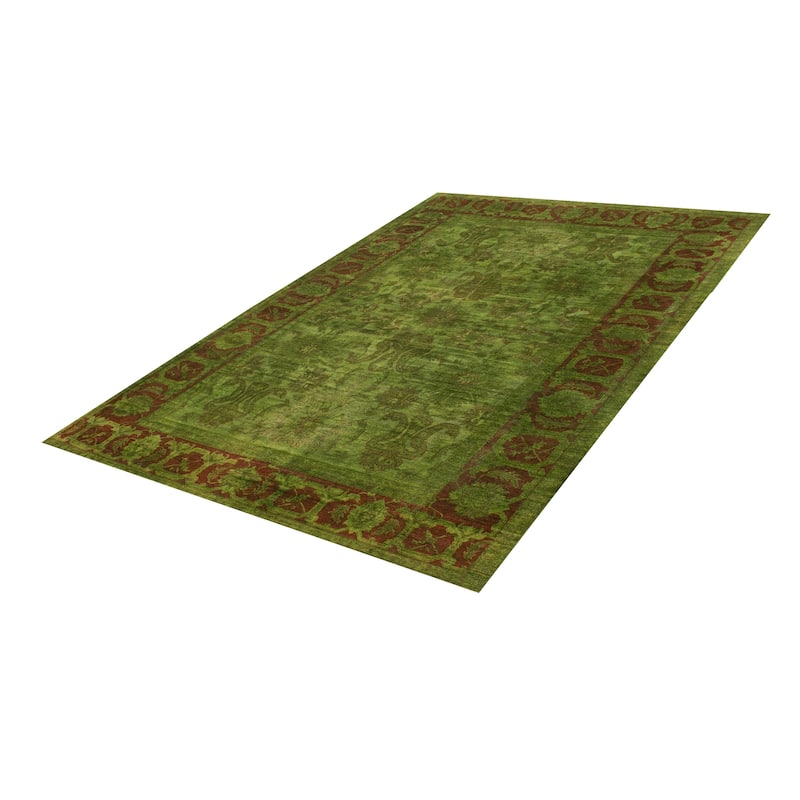 ECARPETGALLERY Hand-knotted Vibrance Green Wool Rug - 9'0 x 13'0